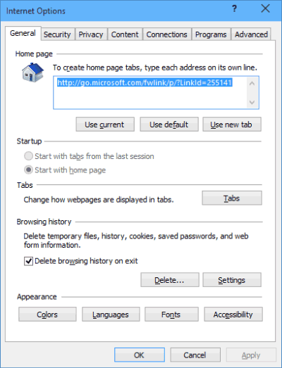 how to open internet options in internet explorer