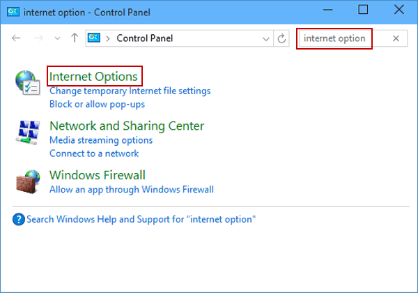 windows 10 internet options