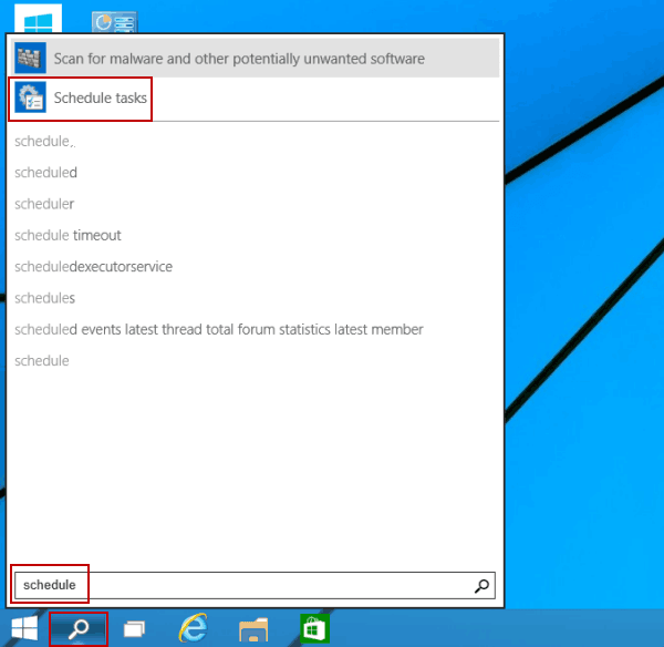 open task scheduler by search