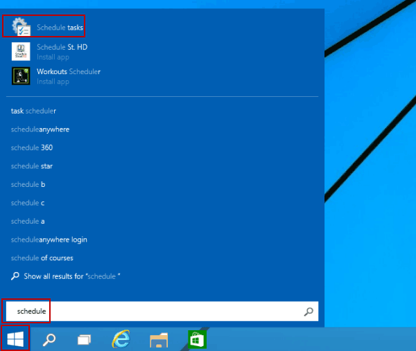 open task scheduler in start menu