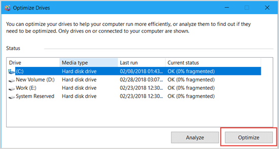 start optimizing drives