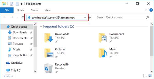 open authorization manager in file explorer