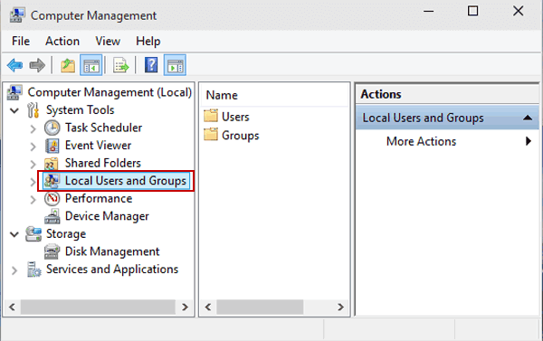open local users and groups in computer management