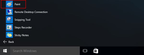 open paint in start menu