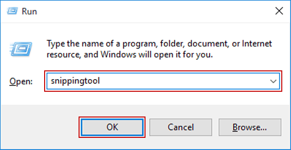 open snipping tool via run