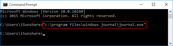 open windows journal via cmd