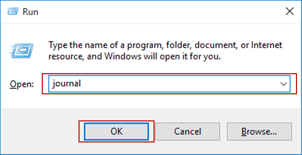 open windows journal via run