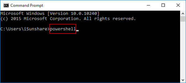 open windows powershell via cmd