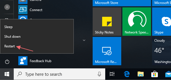 restart windows 10