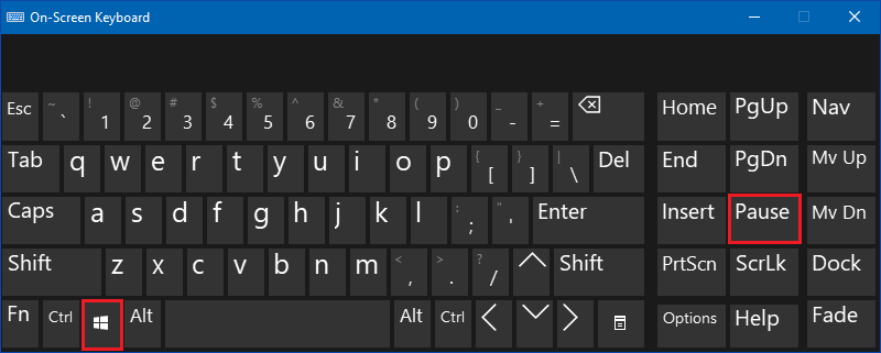 press windows and pause break