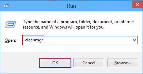 open disk cleanup by run