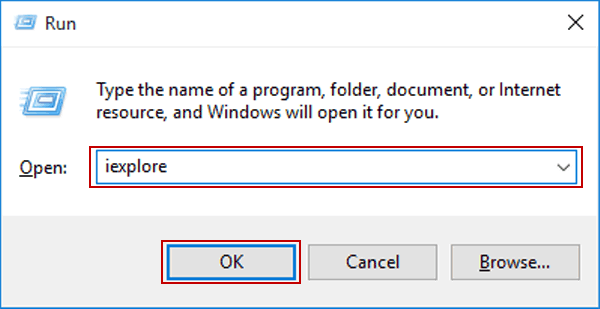 open internet explorer by run