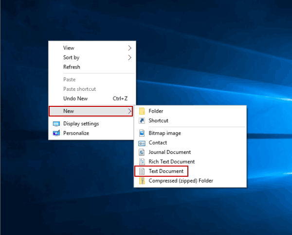 open notepad via context menu