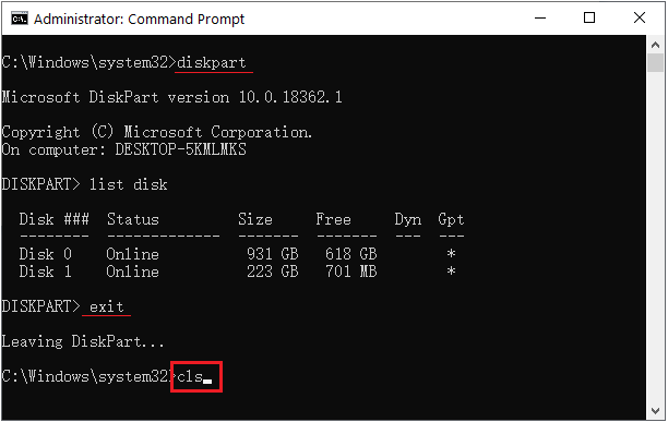 clear command line windows