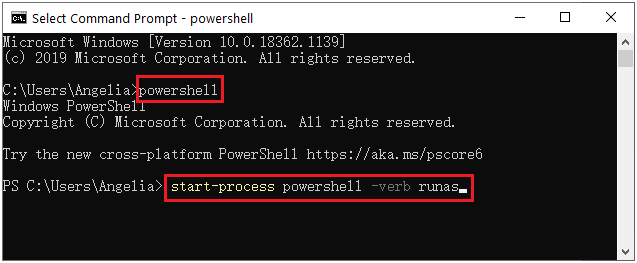 lanuch powershell form cmd