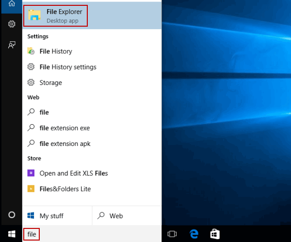 access file explorer by search