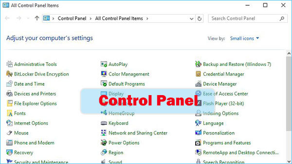 windows kontrollpanel snabbtangent