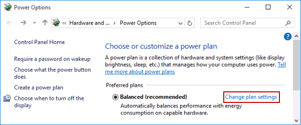 click change plan settings