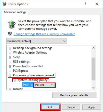 deactivate system cooling policy