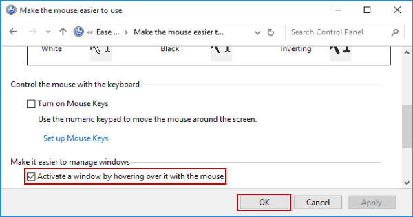 select activate a window by hovering over it with the mouse