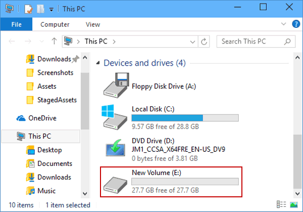 download windows 10 to new hard drive