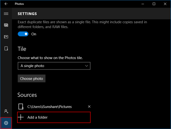 choose add a folder in settings