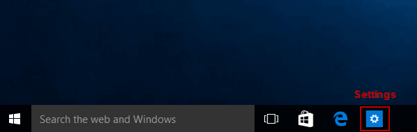 settings on taskbar