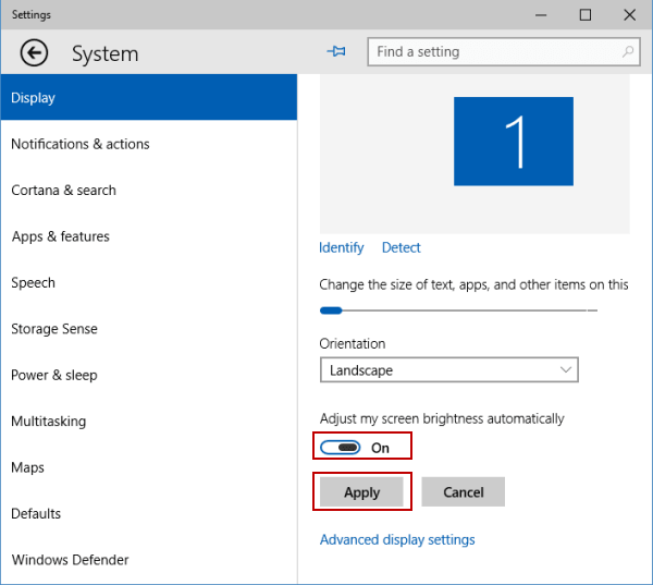 windows 10 change screen brightness desktop