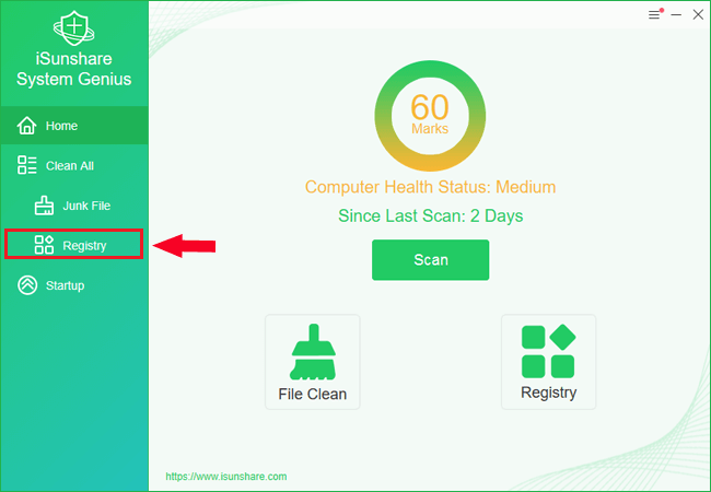 select the function of registry