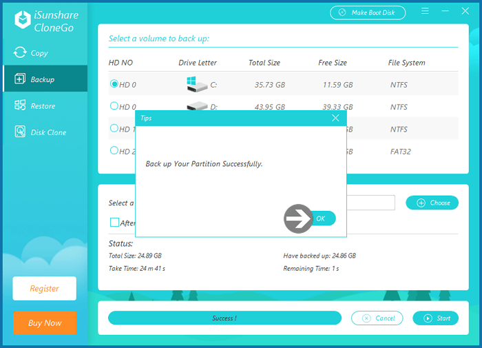 finish backing up windows 10 partition