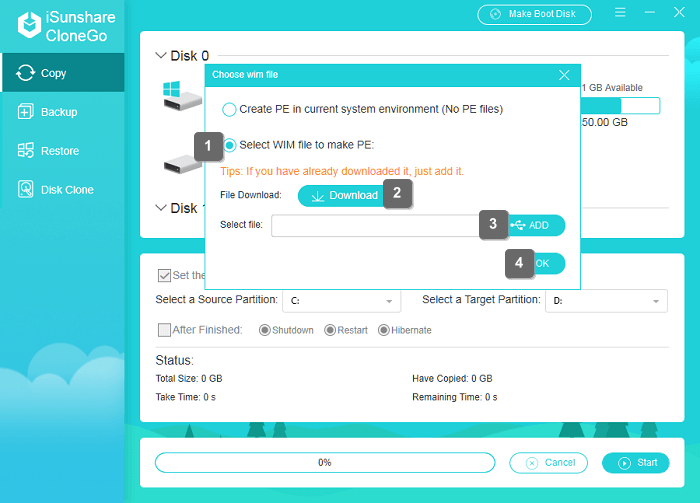 use wim file to make PE