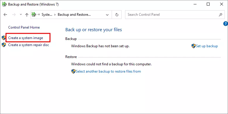 hit Create a system image