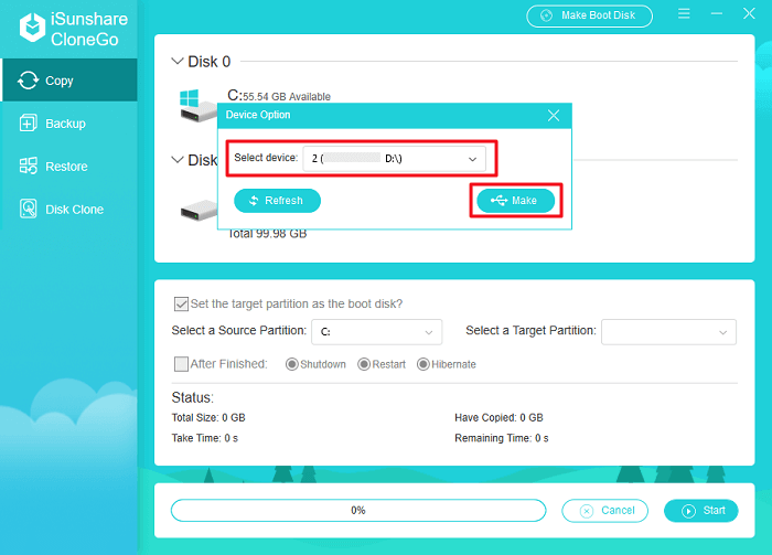 select USB device