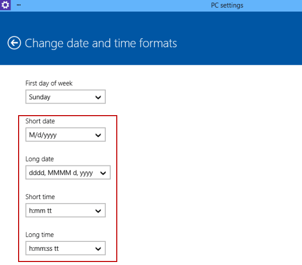 change date and time formats