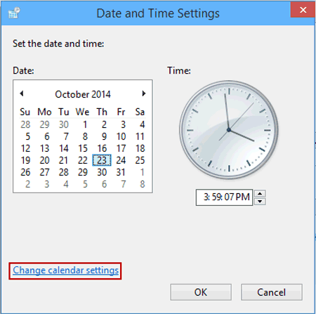 choose Change calendar settings