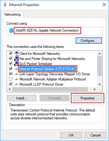 open internet protocol properties