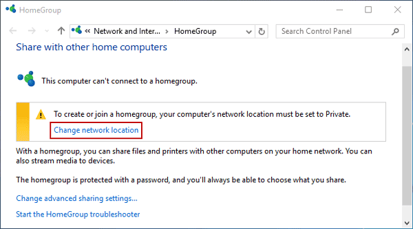 change network location in windows 10