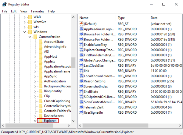 open explorer in registry editor