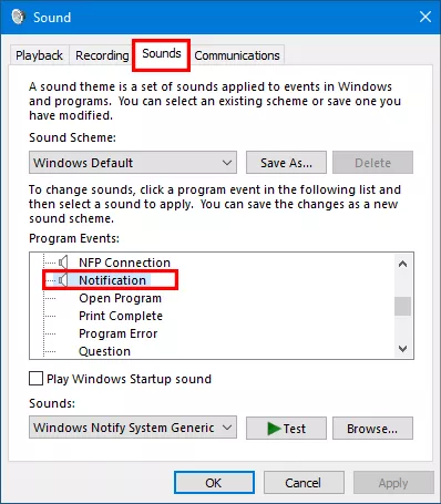 select notification