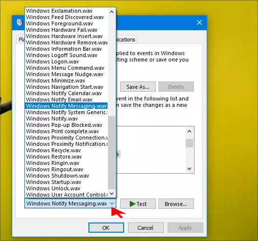 select sound for notification