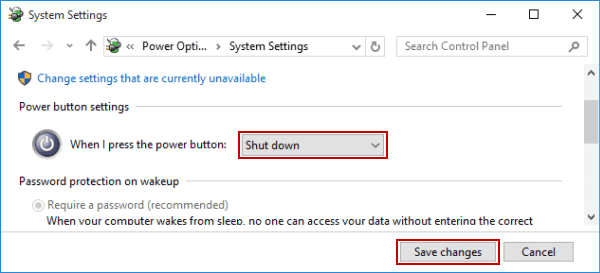 change power button setting