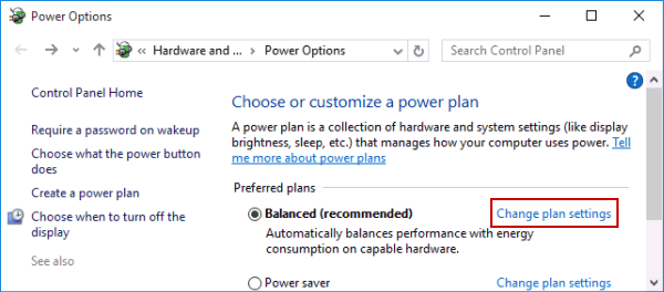 choose change plan settings