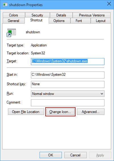 click Change icon