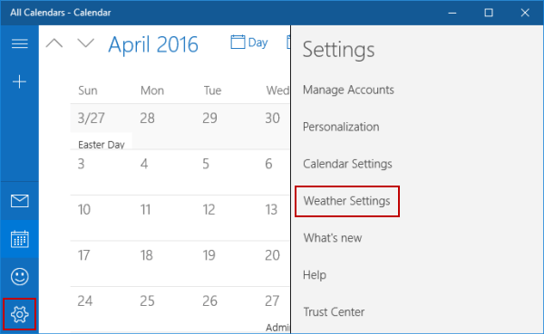 open weather settings