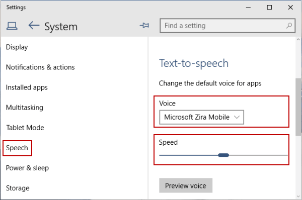 text to speech voices windows 10