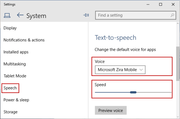 windows text to speech voices windows 10