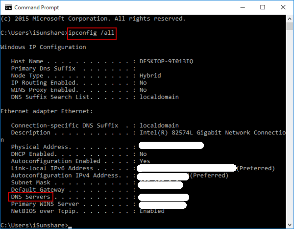 How to DNS Address in Windows 10