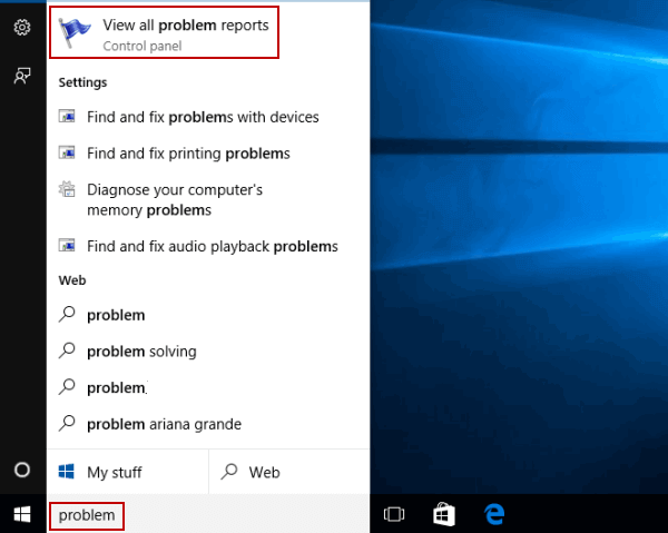 choose view all problem reports