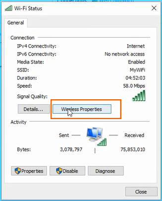 click Wireless Properties