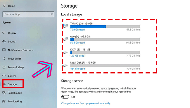 click Storage to view local storage